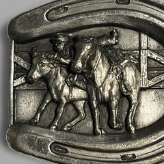 Vintage 1984 Bergamot Brass Works Horseshoe Western Cowboy Retro Belt Buckle