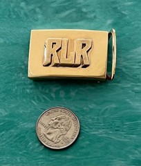 Men&rsquo;s 14K Solid Yellow Gold Belt Buckle, Has Block Monogram, 25.1 grams