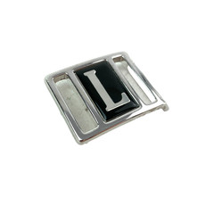 Vintage Avon Personalied Letter L Black Silver Womens Metal Belt Buckle