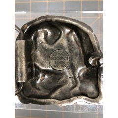 Vintage Bergamot Brass Works Bear Hunter Bult Buckle Pewter Tone USA