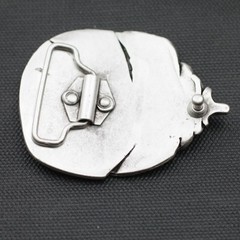 Large Feather Detailed Rustic Silver Vintage Look Oval Belt Buckle