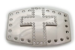 Men Women Silver Metal Rocker Gothic Fashion Buckle Cross Bling Religious Church