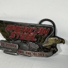American Steel Belt Buckle Eagle The Power & The Glory Made In England 3.75”