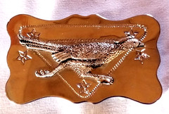 VTG Roadrunner Belt Buckle Deco Southwestern Engraved Chrome Cowboy 1.25&Prime; Wide