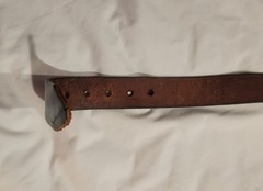 Oil Tan Black Top Leather Belt & Western-Style Buckle, 1970s USA, Size 34-36 M/L