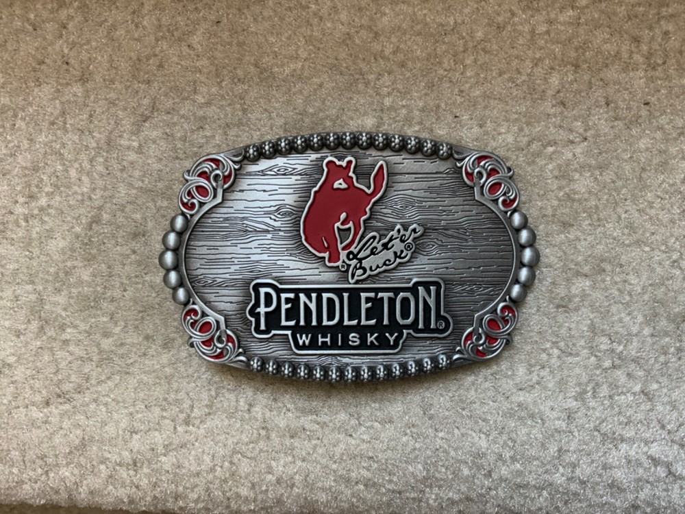 2023 Pendleton Whisky Let&rsquo;er Buck Belt Buckle Montana Silversmiths