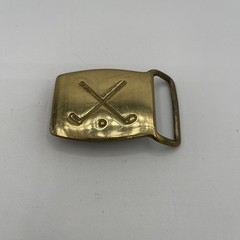 Vintage Golf Clubs Ball Belt Buckle Rectangle Brass 2.25in x 1.75in
