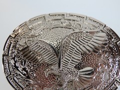 Flying Eagle Silver Tone Ornate Metal Belt Buckle Oval New