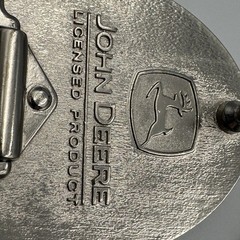John Deere Belt Buckle Nothing Runs Like A Deere Silver Green Logo Diamond Plate