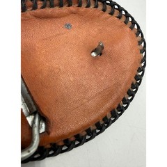 Vintage Hand Painted Leather Bird Belt Buckle Western Boho Braided Whipstitch