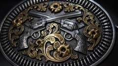 Nocona M&F Western Revolver Guns and Shells Oval Belt Buckle 37009