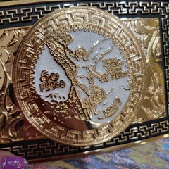 Centenario Cowboy Belt Buckle Western Rodeo Silver Rosetone Coin Rectangle