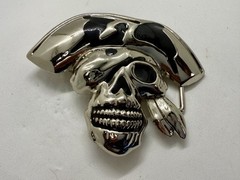 Pirate Skull Head with Hat Bandana Halloween Cosplay Raised 3D Belt Buckle
