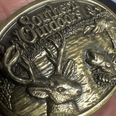 Belt Buckle Southern Outdoors Deer Bass Fish Duck Gold Limited Edition Vintage