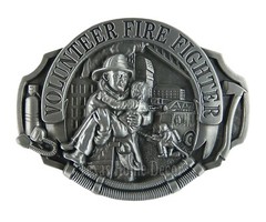 Volunteer Firefighter Men&rsquo;s Belt Buckle Antique Silver Tone Fits 1.5&Prime; Belts