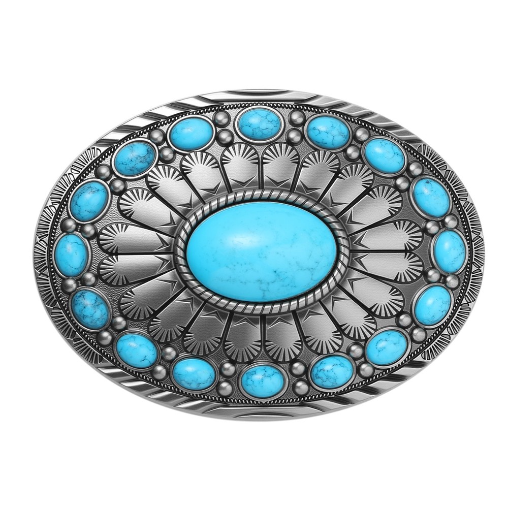 Men&rsquo;s Women&rsquo;s Vintage Cow Skull Turquoise Belt Buckle Western Cowboy Accessories