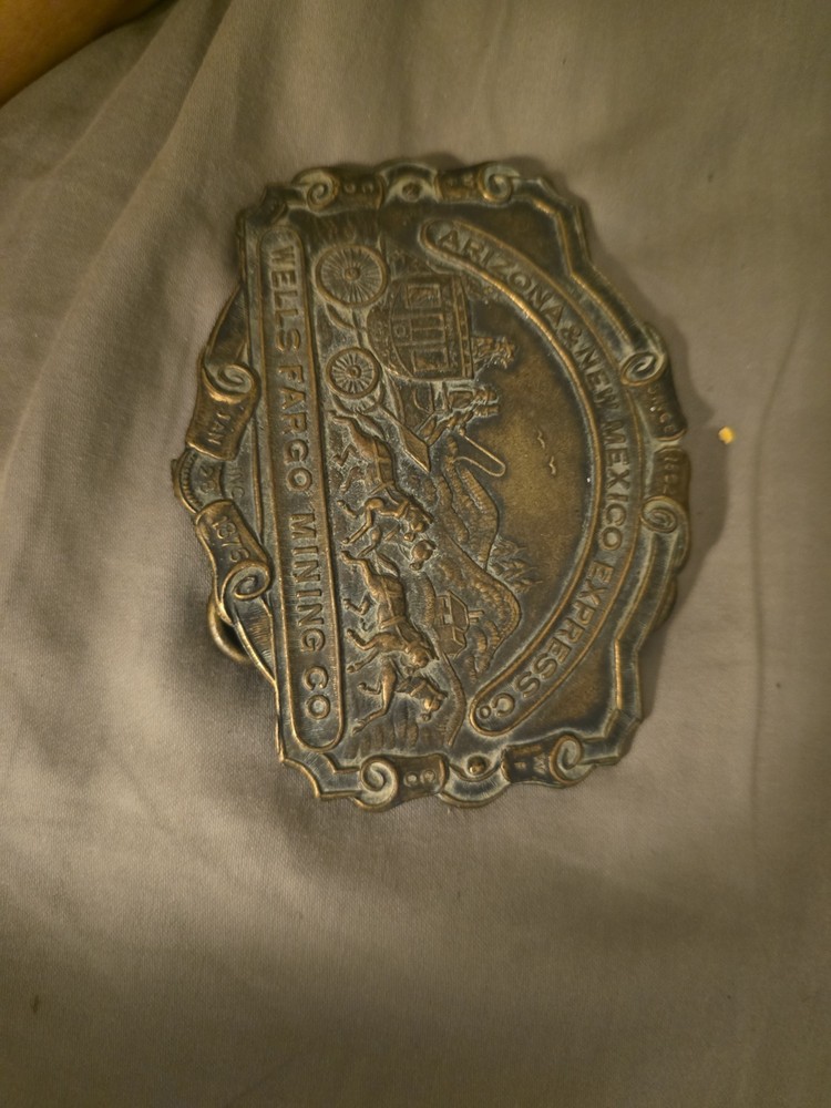 VINTAGE ARIZONA & NEW MEXICO EXPRESS CO WELL FARGO MINING CO BELT BUCKLE $23 OBO