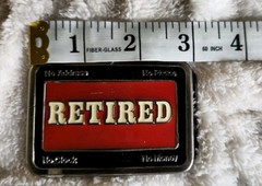 Vtg 1980s Retired Belt Buckle No Clock No Address Money Phone Red Enamel #2359