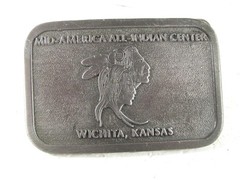 1979 Mid America All Indian Center Belt Buckle By HIT LINE U.S.A. 31916