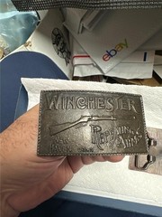 Two Vintage Brass Winchester Repeating Arms Belt Buckles New Haven Conn