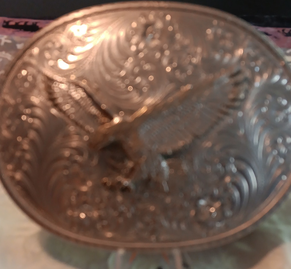 Gist Men&rsquo;s Western Oval Belt Buckle Eagle Floral Engraved 2-Tone 1.5in
