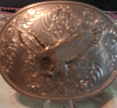 Gist Men&rsquo;s Western Oval Belt Buckle Eagle Floral Engraved 2-Tone 1.5in