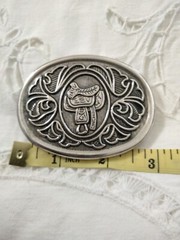 Vtg Avon Saddle Silver Tone Belt Buckle.