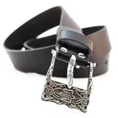 German silver pin belt buckle Runic, Classic frame buckle for 1.5 inch belt