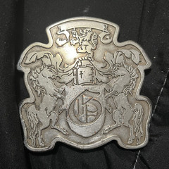 Silver Metal Heraldic Coat of Arms Crest Belt Buckle Antique Finish 1.5in