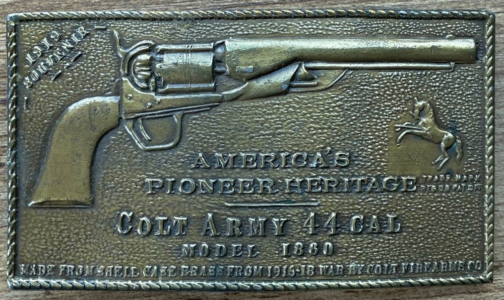 Vintage Belt Buckle Colt 44 Cal Model 1860 Army America&rsquo;s Pioneer Heritage 4”