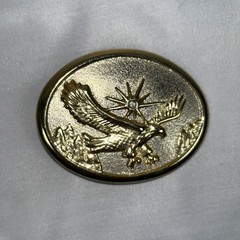 Vintage 80’s gold tone soaring eagle oval cowboy western belt buckle NICE