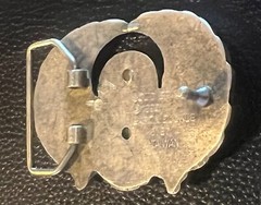 Vtg. 70s Harley Davidson Belt Buckle Brass Skull Crossbones Wings Biker Chopper