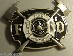 ♈ FIRE DEPARTMENT Belt Buckle ♈ Fire Dept Great gift.Classic style Axe ladder