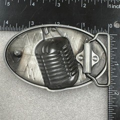 Microphone Sound Wave Belt Buckle Retro Music Rockabilly Metal