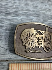 Vintage John Deere D Tractor Belt Buckle Brass Farm Equipment Western Mens