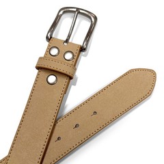 Men&rsquo;s Belt Rounded Edge Heel Bar Buckle Casual Jean Suede Leather 36, Taupe