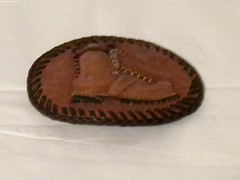 Vintage Men&rsquo;s Brown Stitched Leather Bucklehead Embossed Shoe Handmade 2.75X3.75
