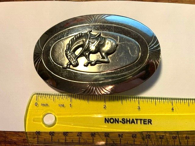 Bucking Horse Nickel Silver Belt Buckle/Used #22130sh