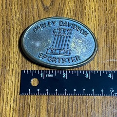 Harley Davidson Sportster XLCH Belt Buckle Number 1 Logo Brass Tone Oval Vintage