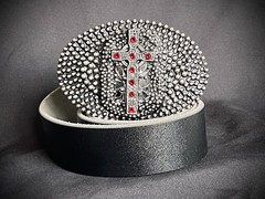 Handmade Oval Cross Belt Buckle Gothic Rock Metal Darren McNeese