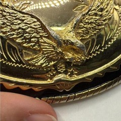Vintage Gold Tone Black Bald Eagle Bird Belt Buckle Made In USA