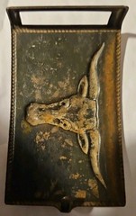 COPPER TONE BULL STEER HEAD BELT BUCKLE WESTERN VINTAGE