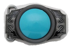 Men / Women Western Fashion Belt Buckle Silver Metal Turquoise Blue Bead Cowboys