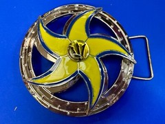 Spinning Arrow Yellow Star Circle Neptune Symbol Round Spinner Large Belt Buckle