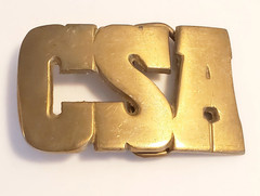 Vtg R.O.C. Solid Brass CSA Cut Out Letters Confederate Belt Buckle 865 Taiwan