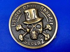 Louder Than Thunder Seven 2 Skull Head Hat Crossbones Gothic Punk Belt Buckle