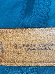 Tex Tan Full Grain Cowhide Belt Size 36 Tool Silver Buckle Polished Amber Stone