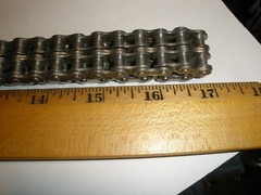 Vintage Motorcycle Chain Belt With Etched Buckle 34&Prime; end to end including buckle
