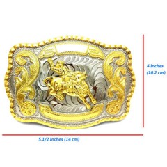 2PC WESTERN SHINE BELT BUCKLE MEN BULL RIDE RODEO ANIMAL HUGE RODEO BIG COWBOY