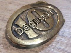 Vintage 80s Degussa Belt Buckle Solid Brass Made in USA